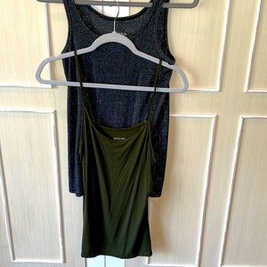 3/$15 Pair of Merona Tanks Size L olive green & metallic black